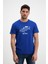 Erkek Baskılı Sax Mavi Bisiklet Yaka T-Shirt 3