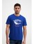 Erkek Bisiklet Yaka Baskılı Sax Mavi T-Shirt 3