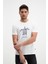 Erkek Bisiklet Yaka Baskılı Beyaz T-Shirt 2