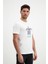Erkek Bisiklet Yaka Baskılı Beyaz T-Shirt 3
