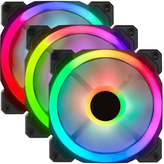 Gametech 7r Pro Seri (3'lü Set) Rainbow Ledli Sessiz 120MM 12CM Kasa Fanı