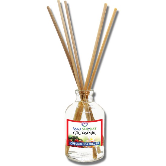 Aşk-I Sermest Gül&yasemin Aromalı Bambu Çubuklu Oda Kokusu Parfüm, Oval Şişe, 100 ml, 10'lu