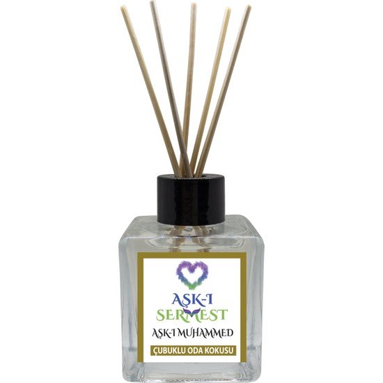 Aşk-I Sermest Aşk-I Muhammed Çiçek Aromalı Bambu Çubuklu Oda Kokusu Parfüm, Küp Şişe, 120 ml, 10'lu