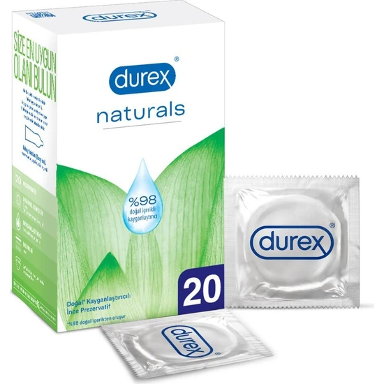 Durex Naturals 20'li Doğal Kayganlaştırıcılı İnce Prezervatif