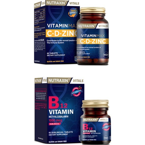Vitamin Max ( C Vitamini ,d Vitamini ve Çinko Takviyesi ) 60 TABLET+B12 Vitamini 1000 Mcg 60 Dilaltı