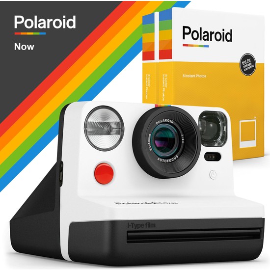 Polaroid Now Siyah Beyaz Instant Fotoğraf Makinesi ve 16'lı Film Hediye Seti