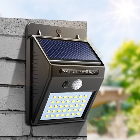 Greathings 4 Adet 20 Ledli Hareket Sensörlü Güneş Enerjili Solar LED Duvar Aydınlatma Dış Bahçe Mekan
