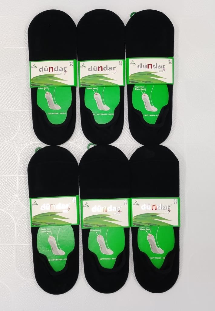 Dündar 5541 Erkek Bambu Babet Dikişsiz Çorap Siyah Renkli 6'lı Paket