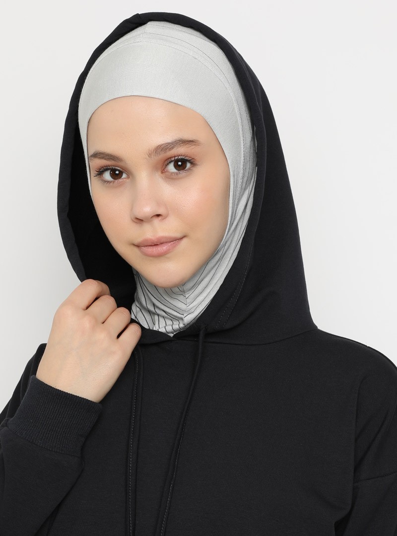 Ecardin Bone Çizgili Spor Bone - Açık Gri - Ecardin