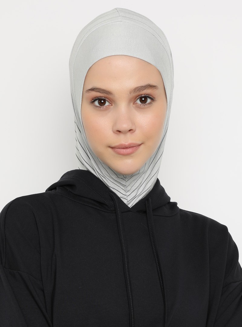 Ecardin Bone Çizgili Spor Bone - Açık Gri - Ecardin görsel 2