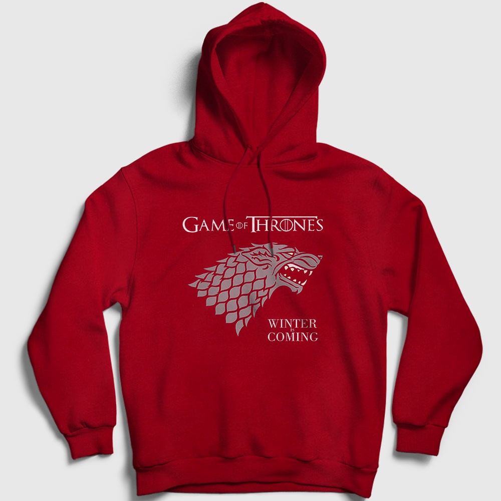 Presmono Unisex Kırmızı Stark Game Of Thrones Kapüşonlu Sweatshirt görsel 2