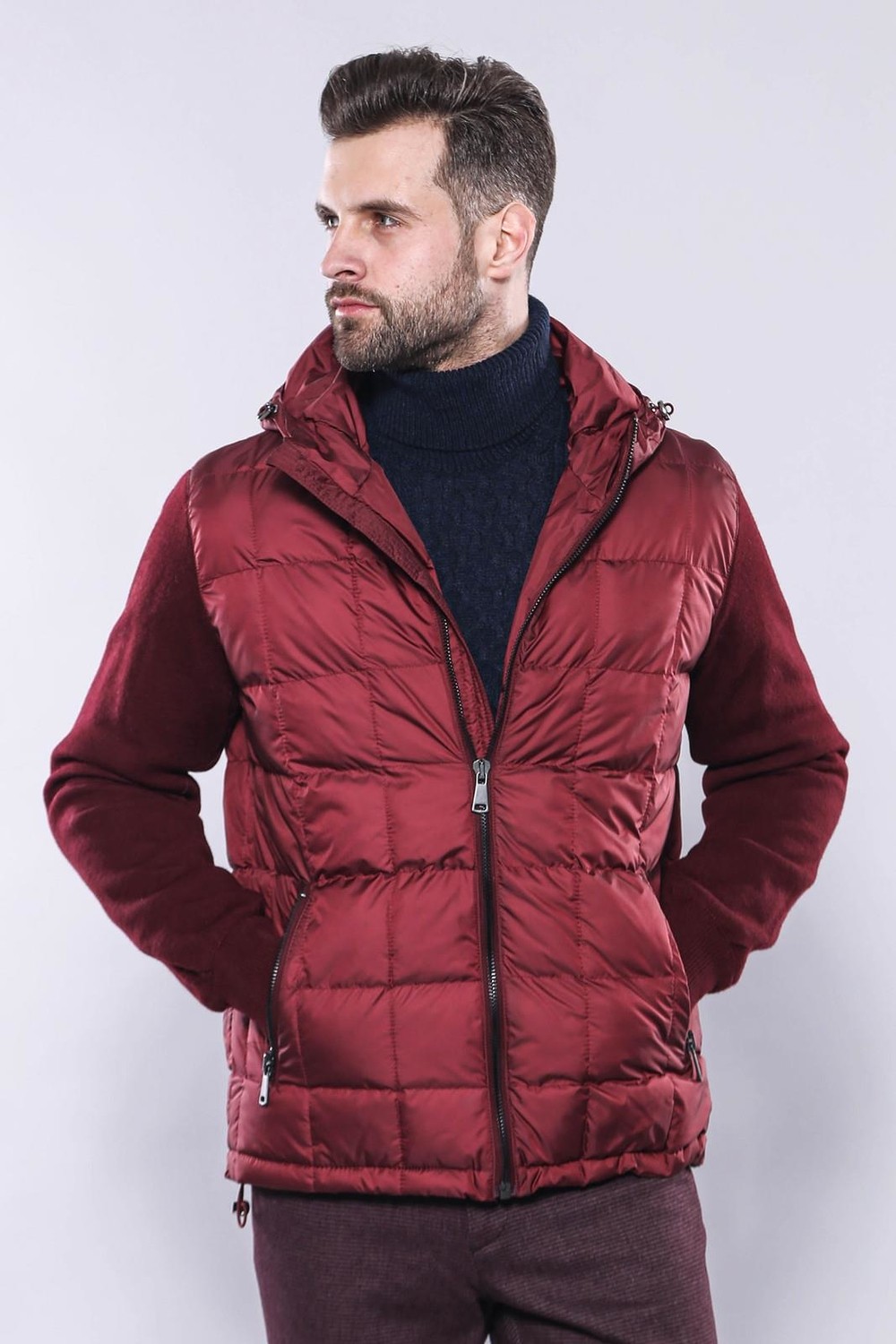 Wessi Erkek Kapüşonlu Kapitone Slim Fit Kaban