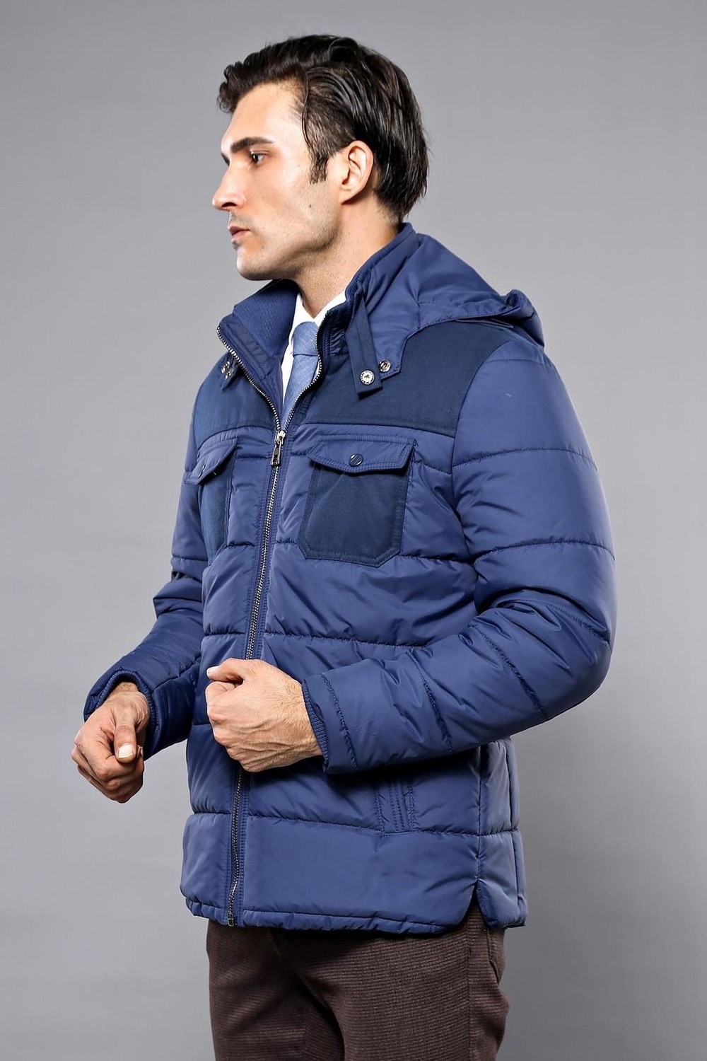 Wessi Erkek Kapüşonlu Slim Fit Şişme Kaban