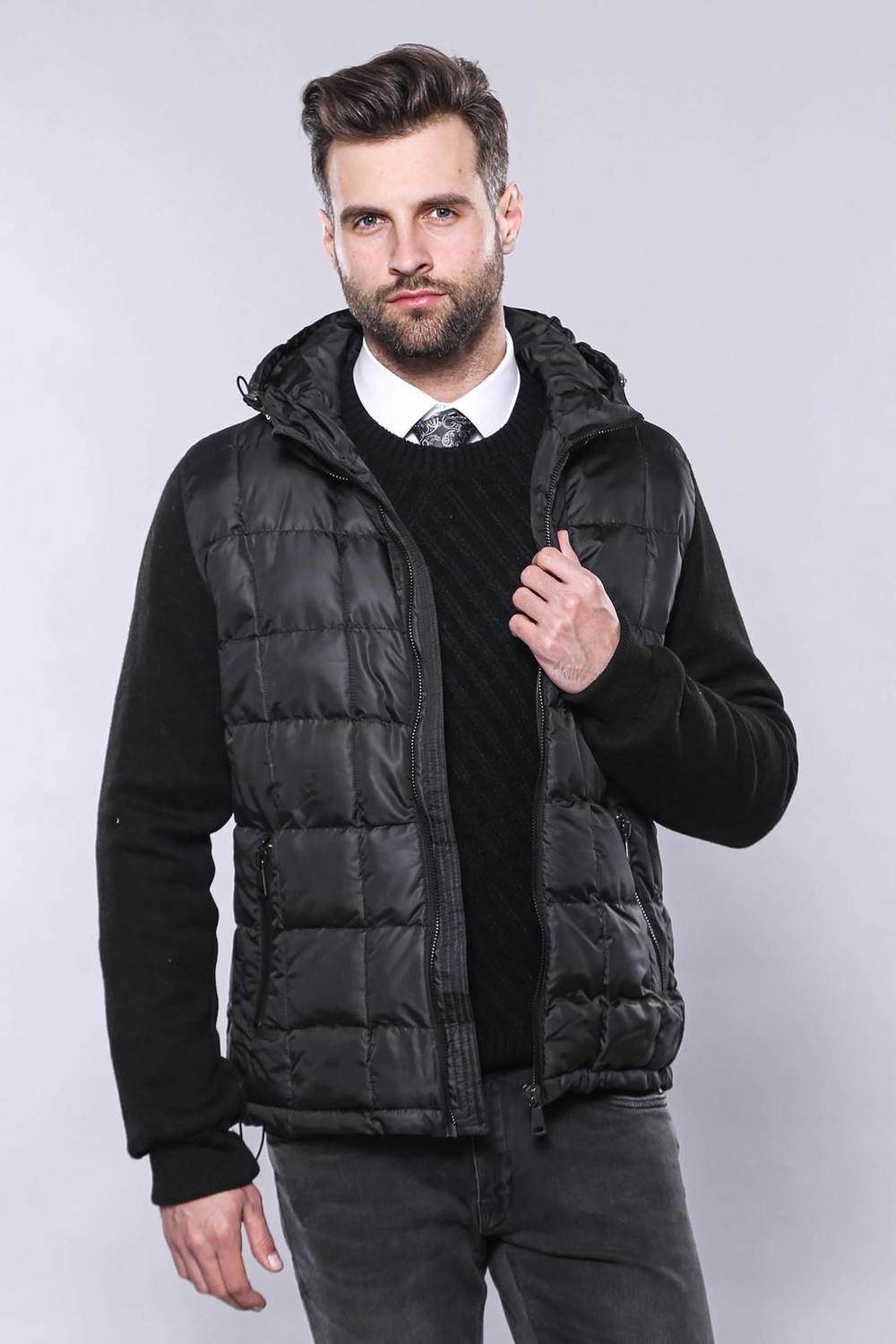 Wessi Erkek Kapüşonlu Kapitone Slim Fit Kaban görsel 2
