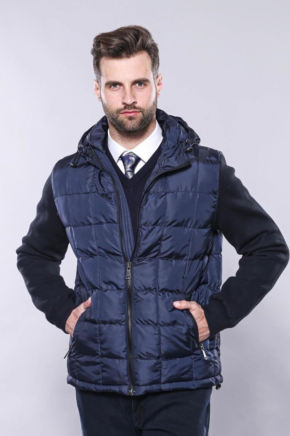 Wessi Erkek Kapüşonlu Kapitone Slim Fit Kaban