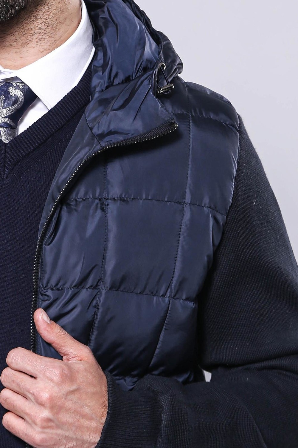Wessi Erkek Kapüşonlu Kapitone Slim Fit Kaban görsel 7