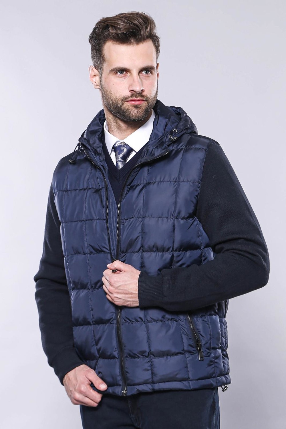 Wessi Erkek Kapüşonlu Kapitone Slim Fit Kaban görsel 8