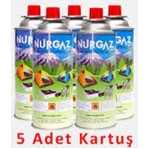 Nurgaz Vidalı Gaz Kartuşu 220 gr 5'li Set Çift Contalı Yerli Üretim Kamp ve Piknik Tipi