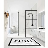 Jungle Home Paspas Bath Serisi Beyaz Siyah Dijital Baskılı
