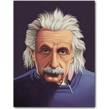 Caka Tablo Ahşap Tablo Albert Einstein Mavi Kazak