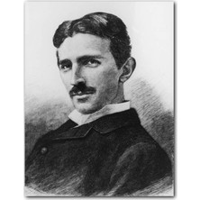 Caka Tablo Ahşap Tablo Nikola Tesla Siyah Beyaz Portresi