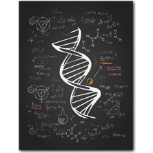 Caka Tablo Ahşap Tablo Dna Sarmalı Matematiksel Formüller ve Geometrik Şekiller