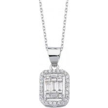 Sembol Gold 14 Ayar Beyaz Altın Baget Kolye