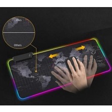 Snexpres Dünya Desenli Işıklı Rgb Oyuncu Mouse Pad 78X30 cm