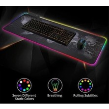 Snexpres Dünya Desenli Işıklı Rgb Oyuncu Mouse Pad 78X30 cm