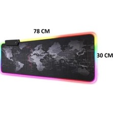 Snexpres Dünya Desenli Işıklı Rgb Oyuncu Mouse Pad 78X30 cm