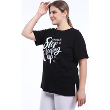 Piano Luce Pianoluce Kadın Büyük Beden Baskılı Yarım Kol T-Shirt