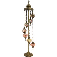 Karalp Mozaik Şık Tasarım Lüz Demonte Dekoratif Ayaklı Mozaik Köşe Lambası 7'li Lambader