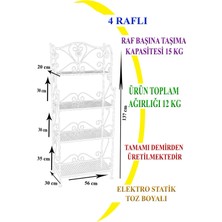 Naz Tasarım Ferforje 4 Katlı Çok Amaçlı Raf Beyaz