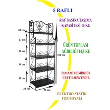 Naz Tasarım Ferforje 5 Katlı Çok Amaçlı Raf Siyah