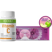 Voonka Vitamin C Çiğneme 62 Tablet + Voonka Collagen Beauty Plus Yeşil Elma Aromalı 30 Saşe