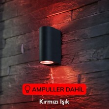 Full Reyon Dekoratif Çift Yönlü Siyah Aplik - Kırmızı Işık - Ampuller Dahil