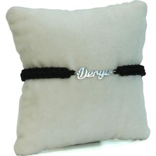 e38 EL İŞÇİLİĞİ KİŞİYE ÖZEL GÜMÜŞ BİLEKLİK (SİYAH) - 5370