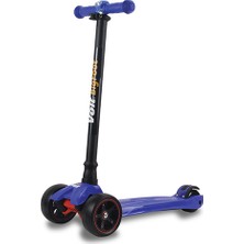 Voit 218 Işıklı Geniş 3 Tekerlekli Scooter 5-7 Yaş İçin Mavi Renkli Eğlenceli Tasarım
