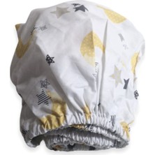 Bebek Özel %100 Pamuk Bebek ve Çocuk Lastikli Çarşaf Sarı Ay Yıldızlı  70 x 140 cm
