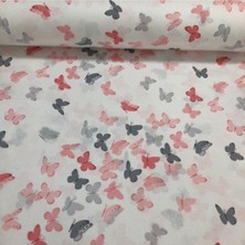 Bebek Özel %100 Pamuk Bebek ve Çocuk Lastikli Çarşaf Pembe Kelebekli  70 x 140 cm