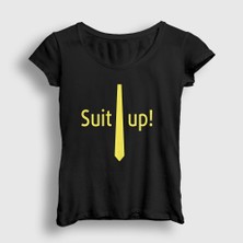 Presmono Kadın Siyah Suit Up How I Met Your Mother T-Shirt