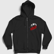 Presmono Unisex Siyah Trust The Blacklist Fermuarlı Kapüşonlu Sweatshirt