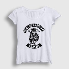 Presmono Kadın Beyaz Izmir Sons Of Anarchy T-Shirt