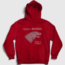 Presmono Unisex Kırmızı Stark Game Of Thrones Kapüşonlu Sweatshirt