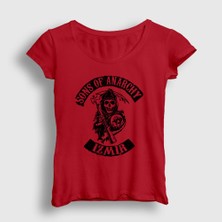 Presmono Kadın Kırmızı Izmir Sons Of Anarchy T-Shirt