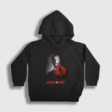 Presmono Unisex Çocuk Siyah Berlin V2 La Casa De Papel Kapüşonlu Sweatshirt