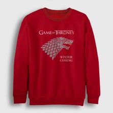 Presmono Unisex Kırmızı Stark Game Of Thrones Sweatshirt