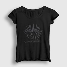 Presmono Kadın Siyah Throne Game Of Thrones T-Shirt