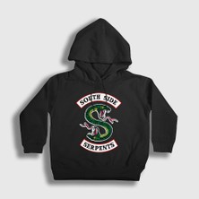 Presmono Unisex Çocuk Siyah South Side Serpents Riverdale Kapüşonlu Sweatshirt