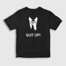 Presmono Unisex Çocuk Siyah Suit Up V2 How I Met Your Mother T-Shirt